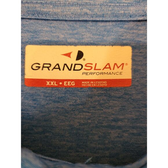 Grand slam Performance Polo Shirt Men Sz XXL Light Blue Solid Golf Short Sleeve - Picture 3 of 4